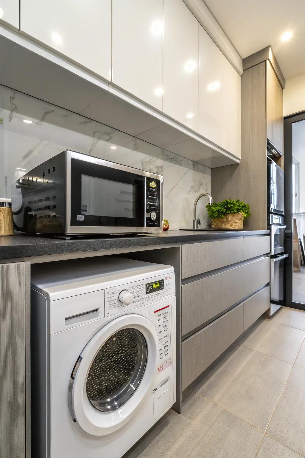 A microwave in the utility room frees up space in your main kitchen.