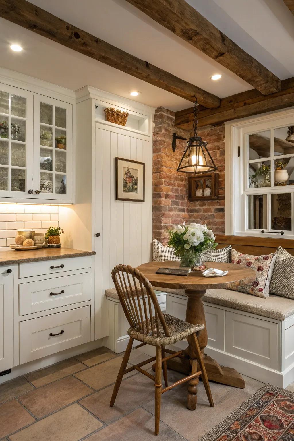 A cozy nook makes the kitchen more inviting and homey.