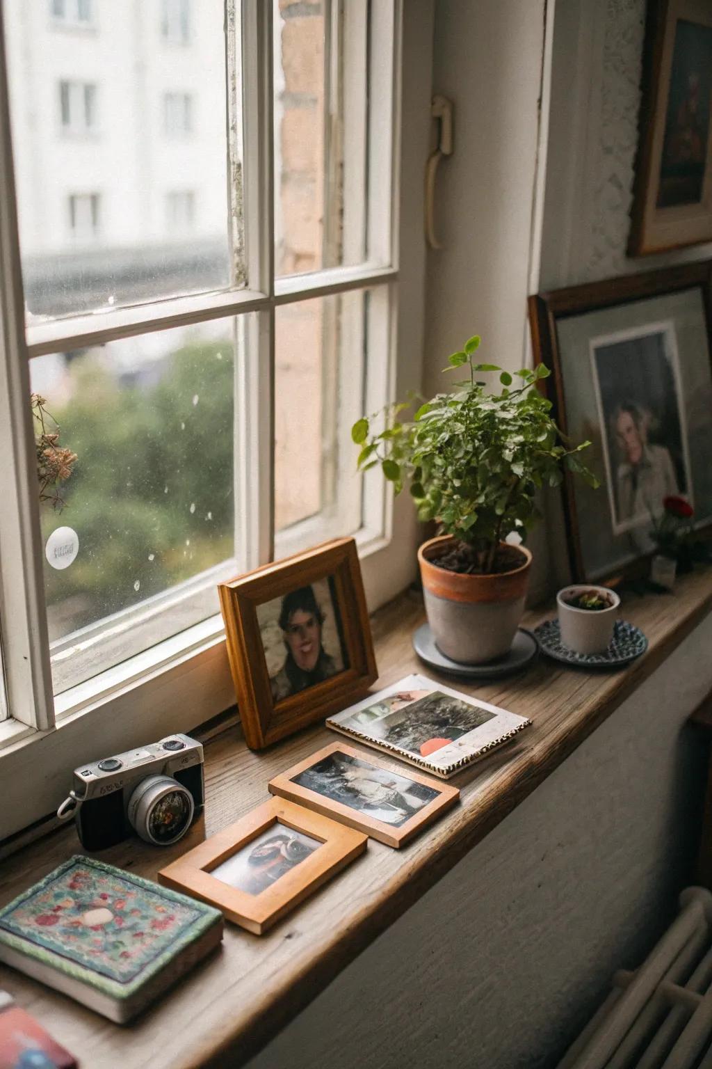 Personal mementos make the windowsill uniquely yours.