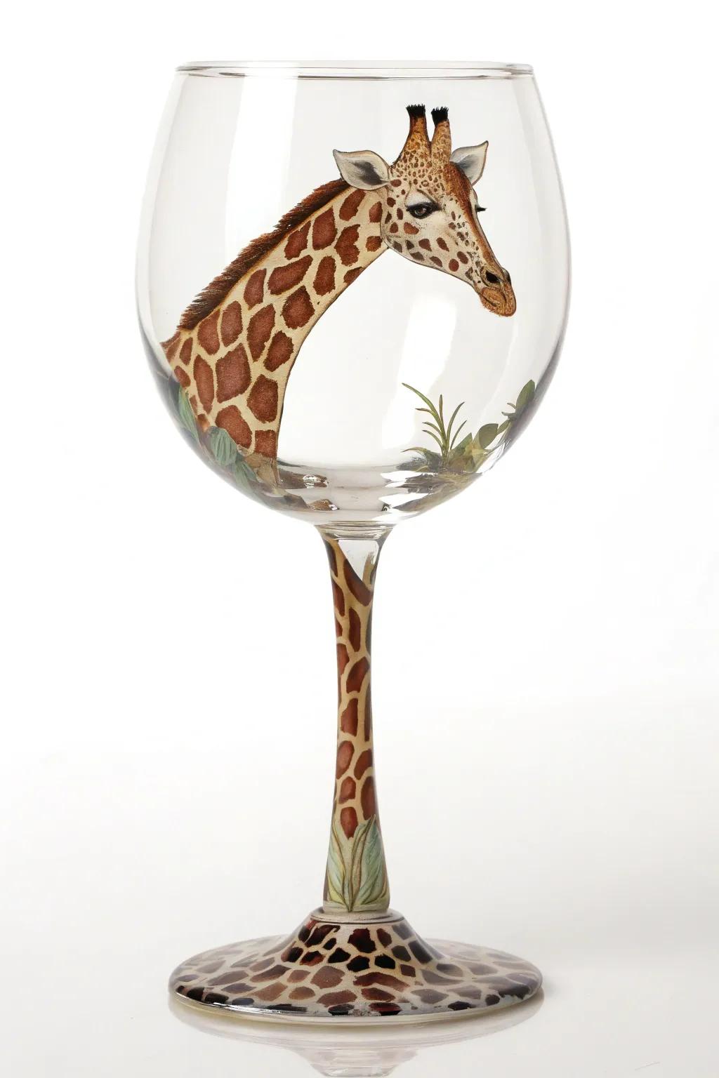 Giraffe themes add a quirky and fun touch to your wine glasses.