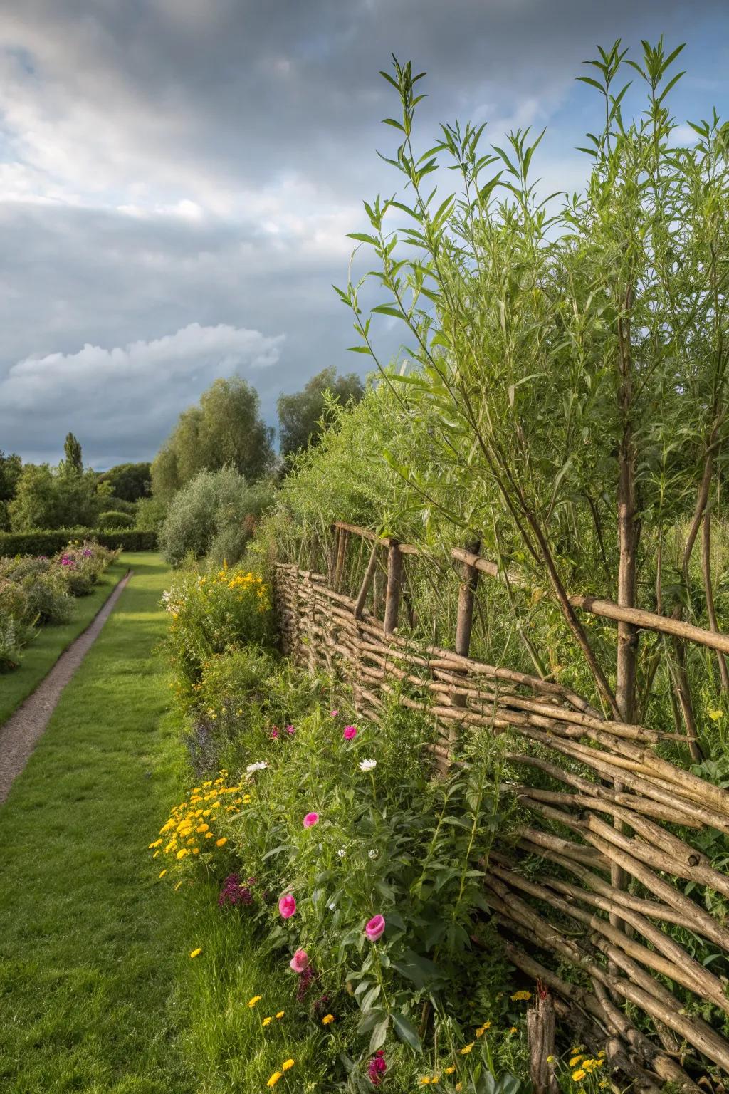 Living willow fences enchant with their growing, changing form.