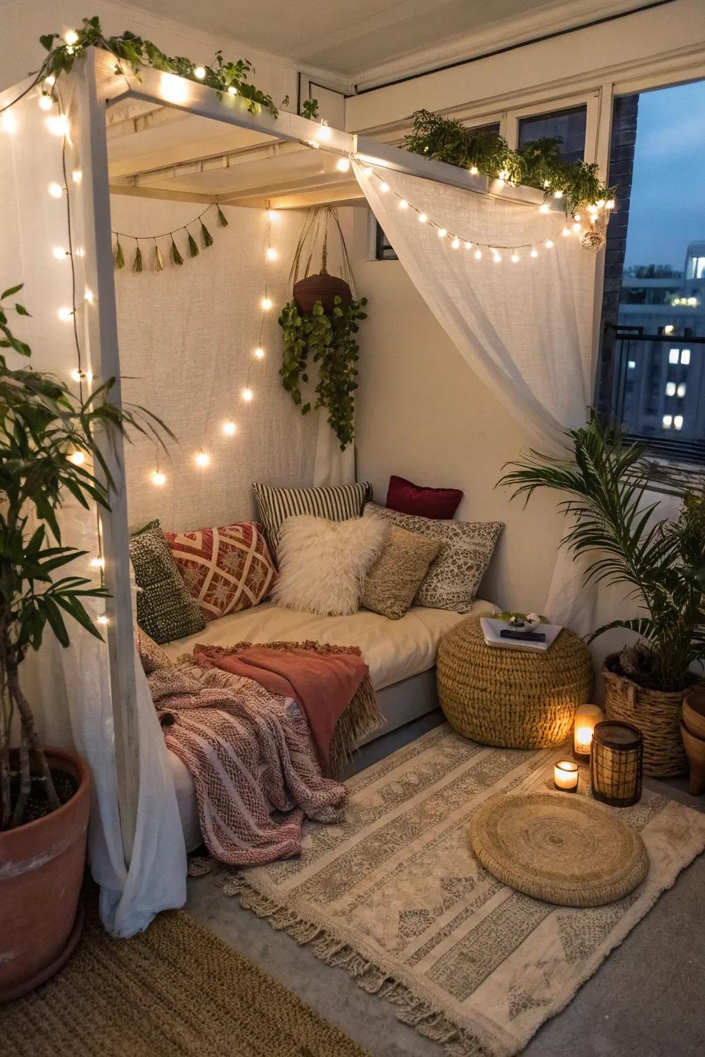 Comfortable nooks offer a personal retreat in your boho loft.