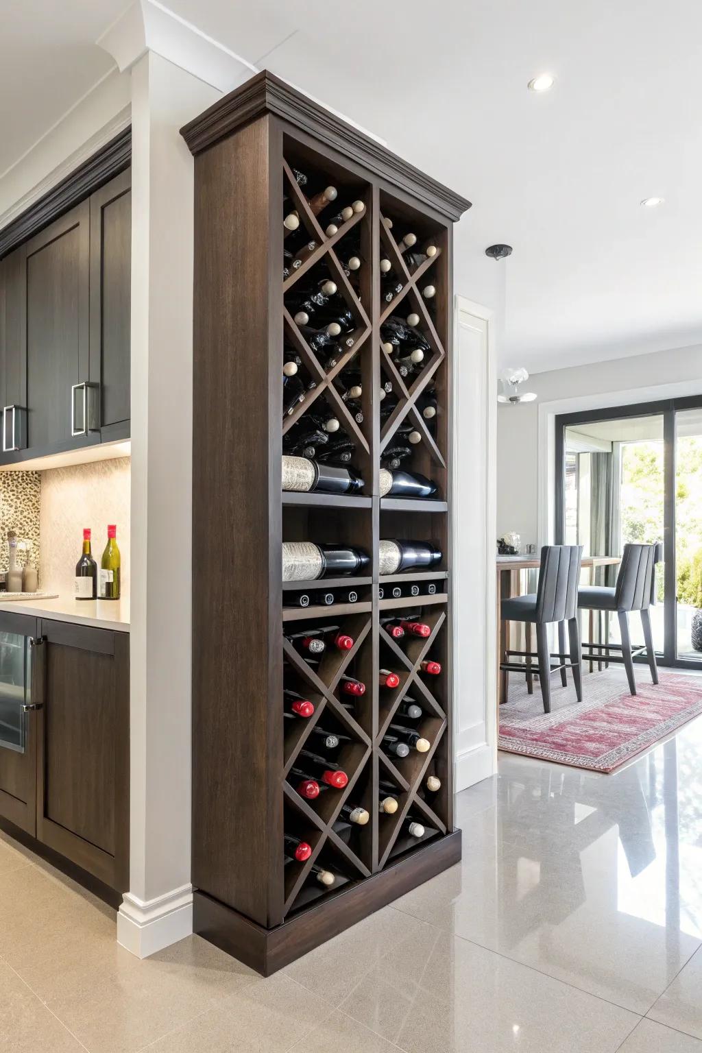 Achieve balance and harmony with a symmetrically designed wine rack.