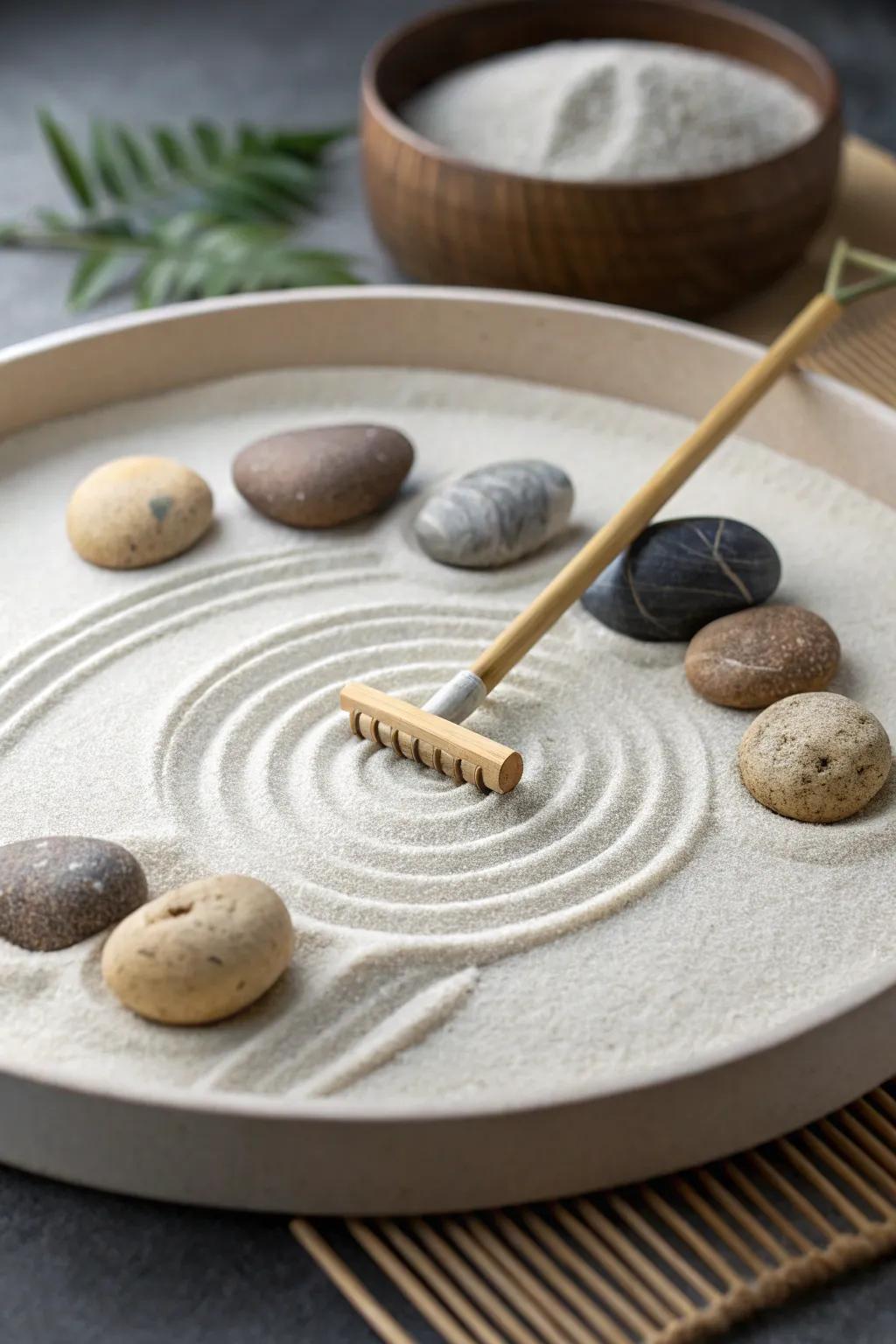 Find tranquility with a Zen garden-inspired centerpiece.