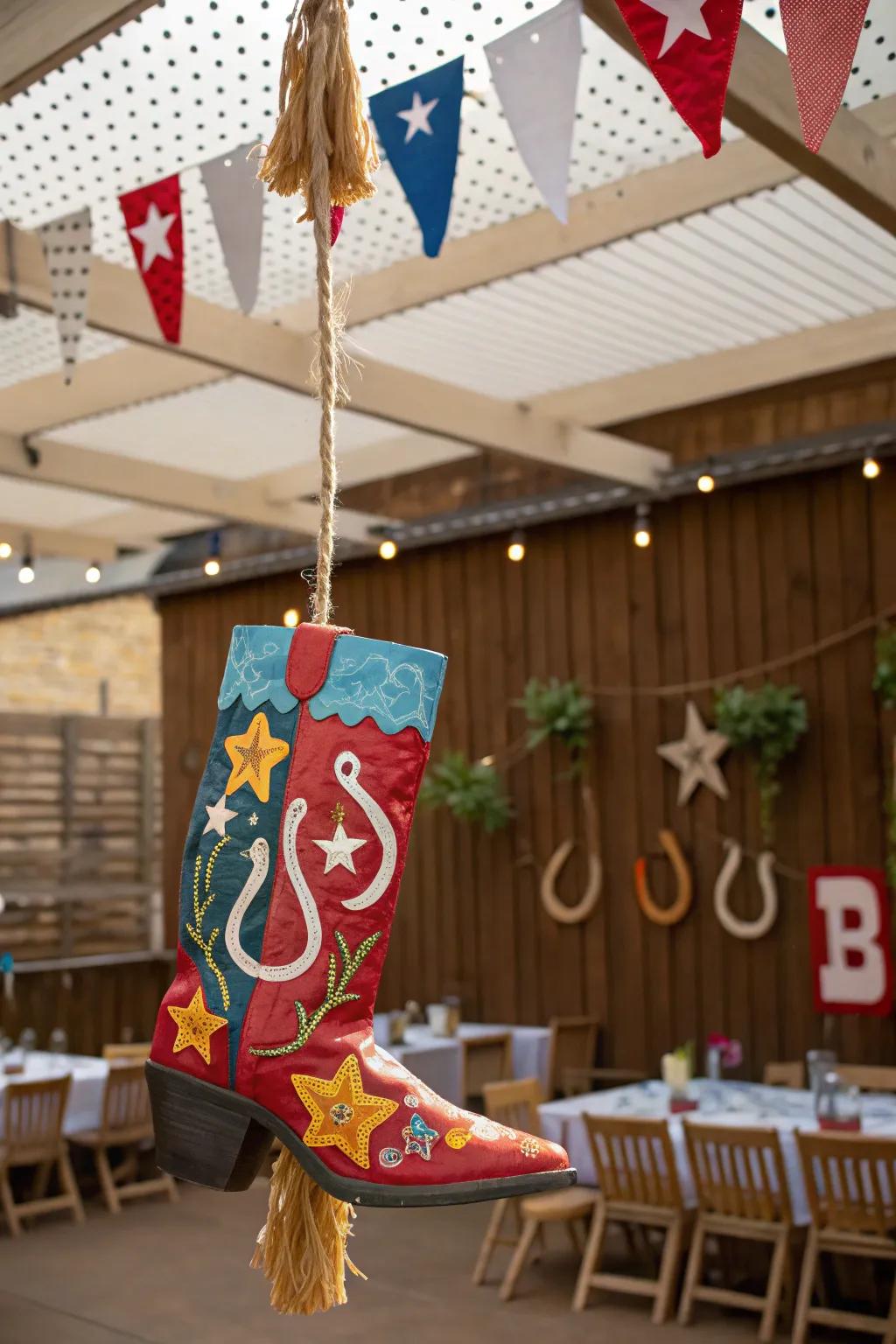 Add excitement with a cowboy boot piñata.