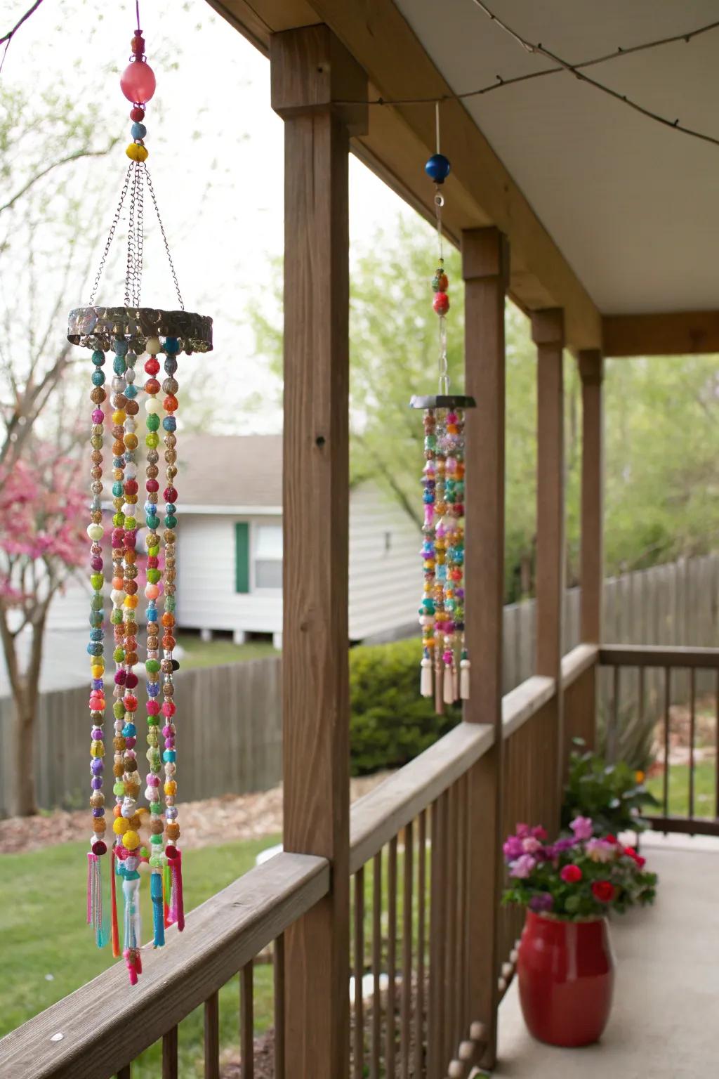 DIY wind chimes adding melody to outdoor spaces.