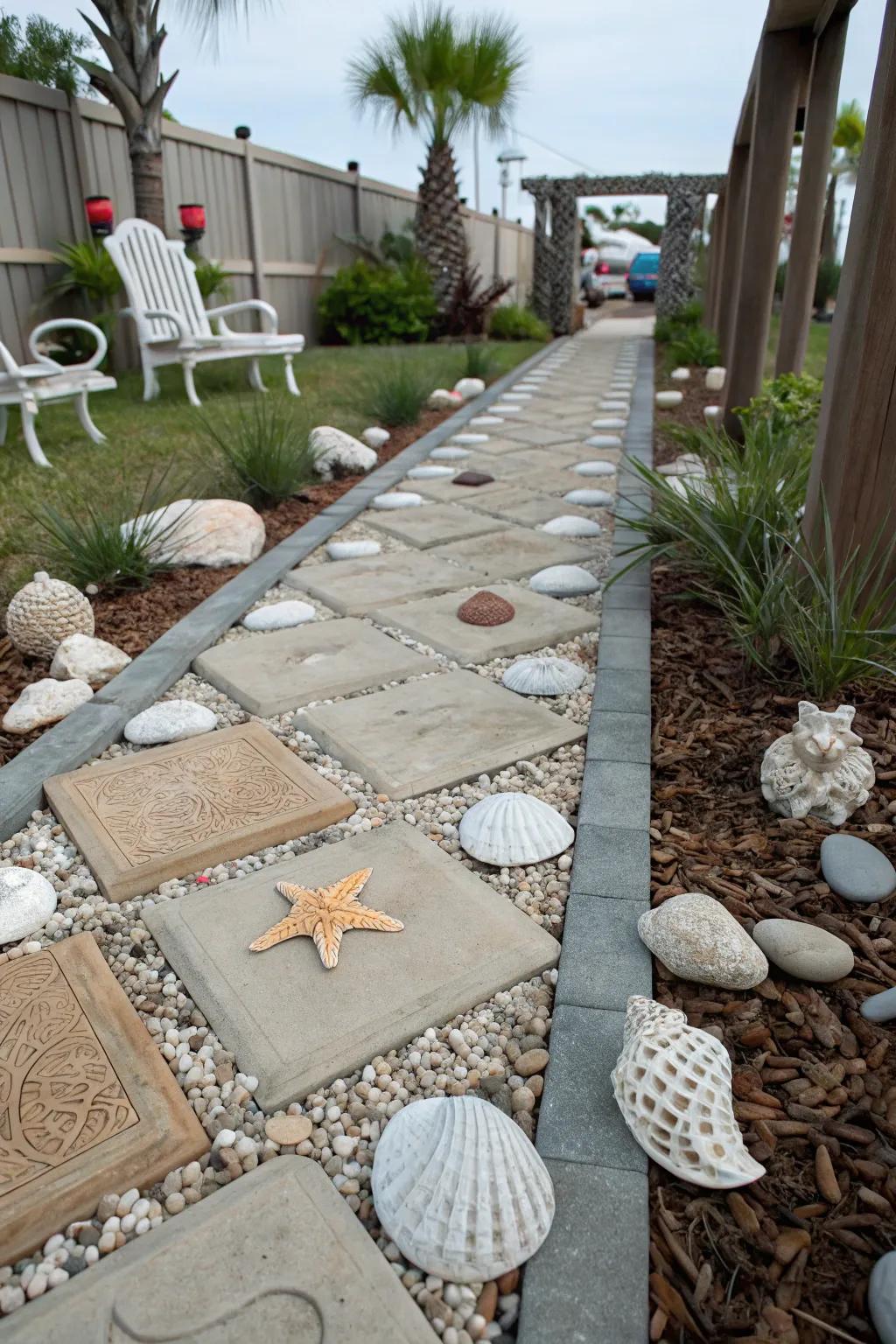 Shellstone pavers add coastal charm and texture to your walkway.