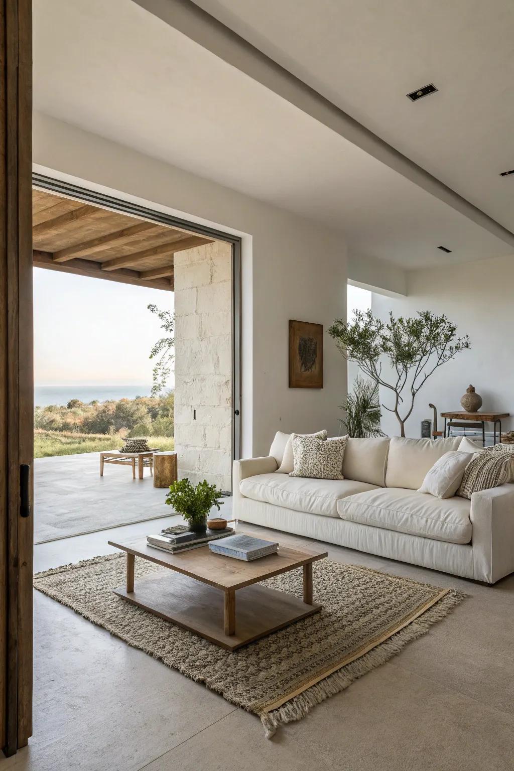 An open space behind the couch, embracing minimalist design.