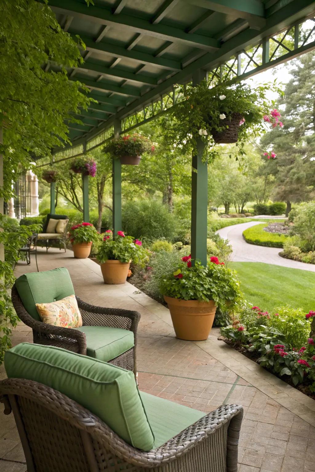 Green outdoor spaces enhance aesthetics and offer relaxation.