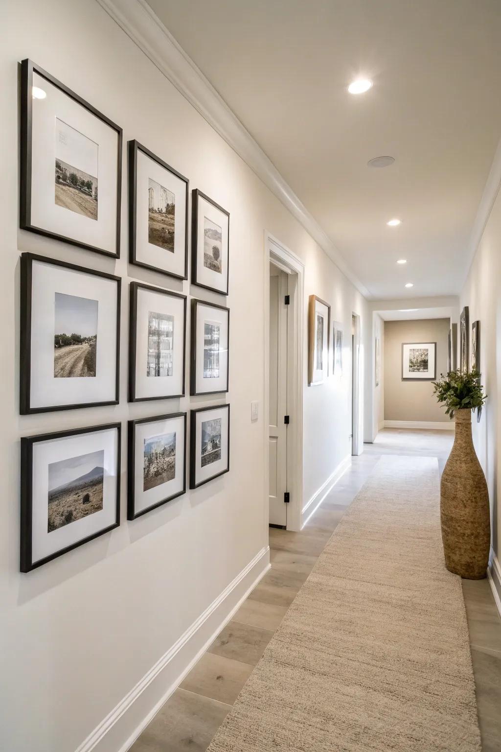 Minimalism creates a striking and open hallway design.