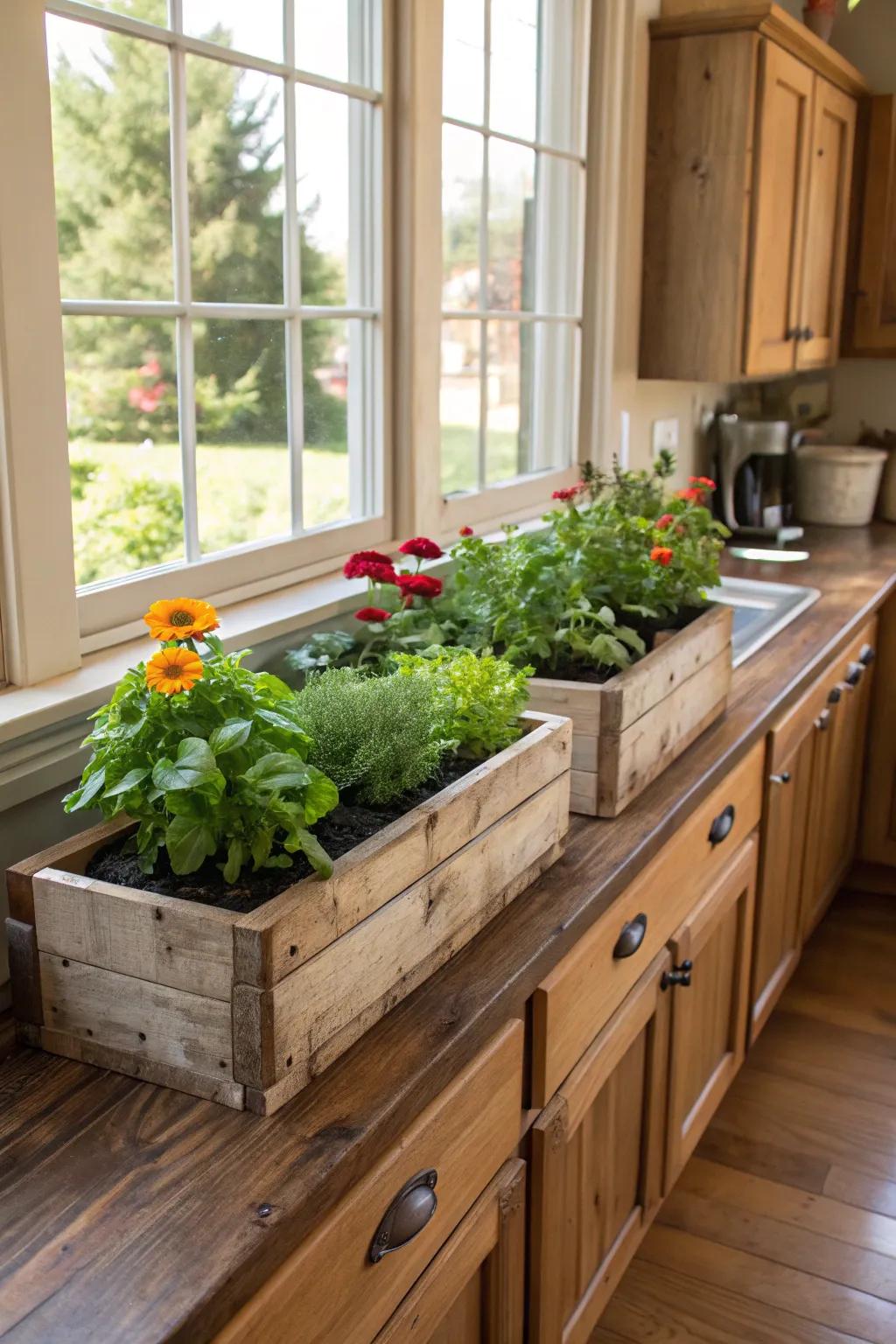 Sustainable elegance with eco-friendly planter boxes.