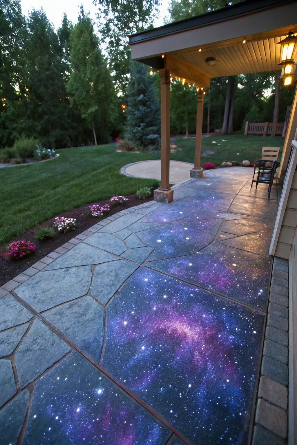 A galaxy effect on the patio creates a mesmerizing and celestial atmosphere.