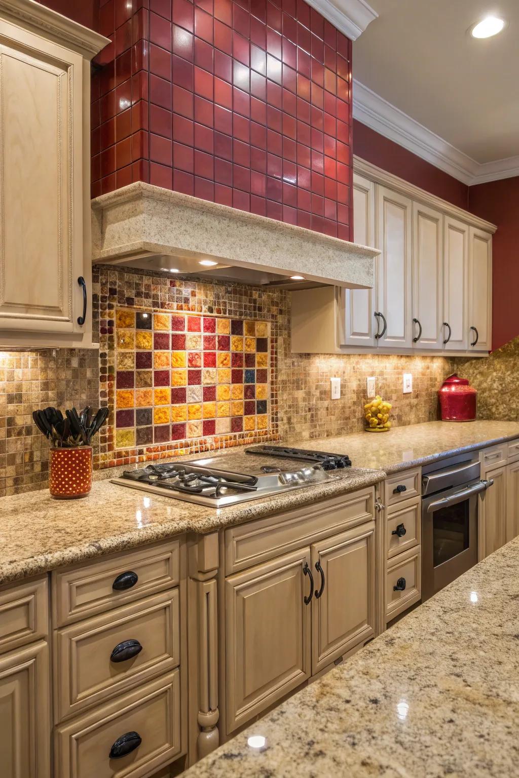 A bold color splash creates a vibrant and lively kitchen space.