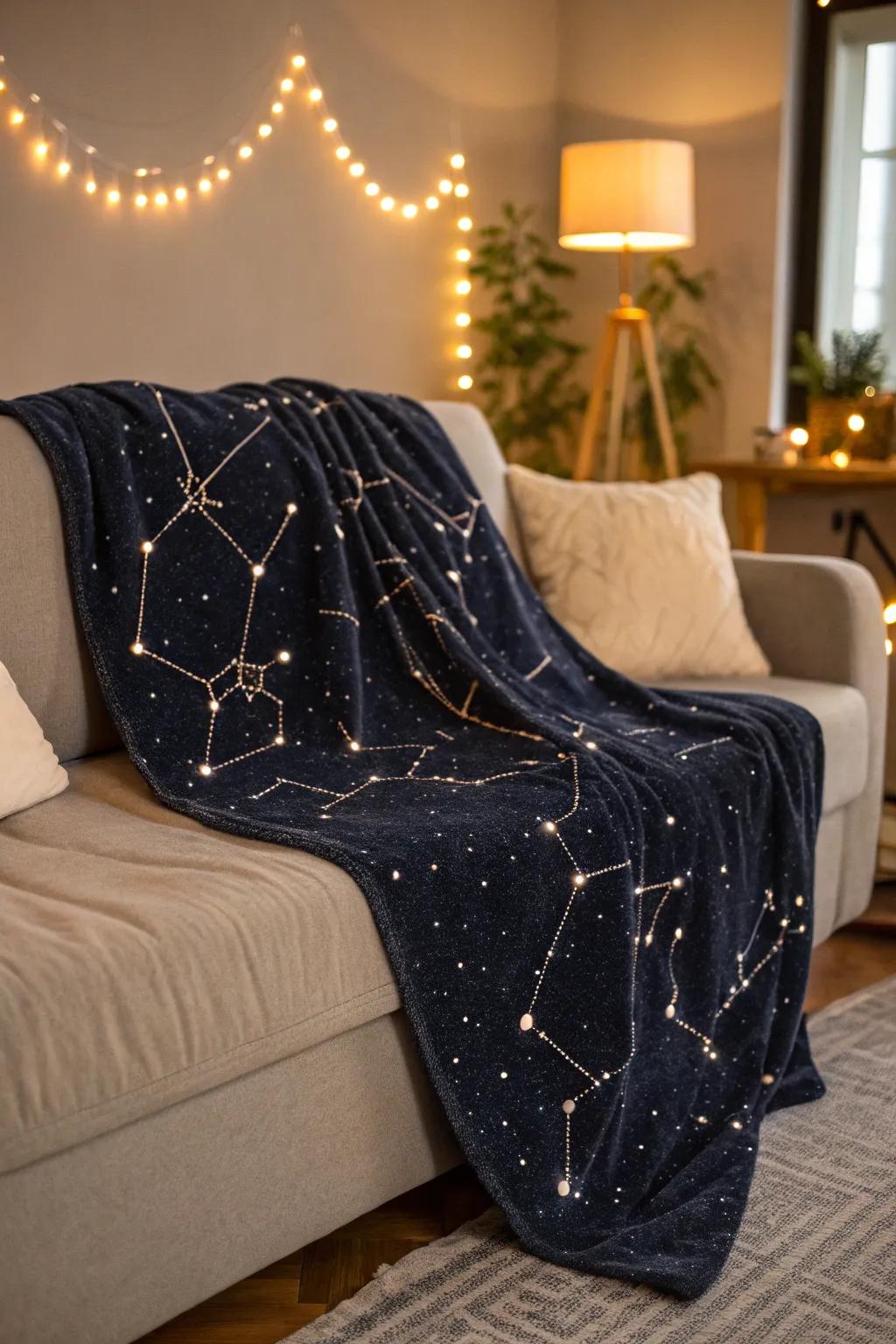 A constellation throw blanket that adds warmth and cosmic charm.