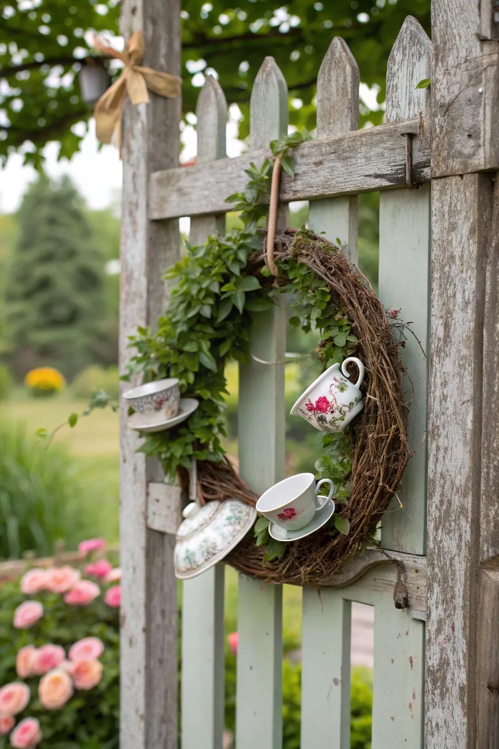 Invite guests with a whimsical garden tea party wreath.