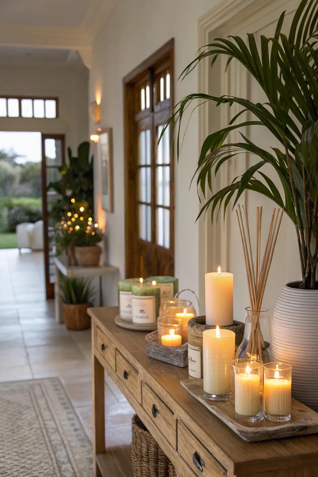 Tropical scents evoke memories of a beach vacation in your entryway.