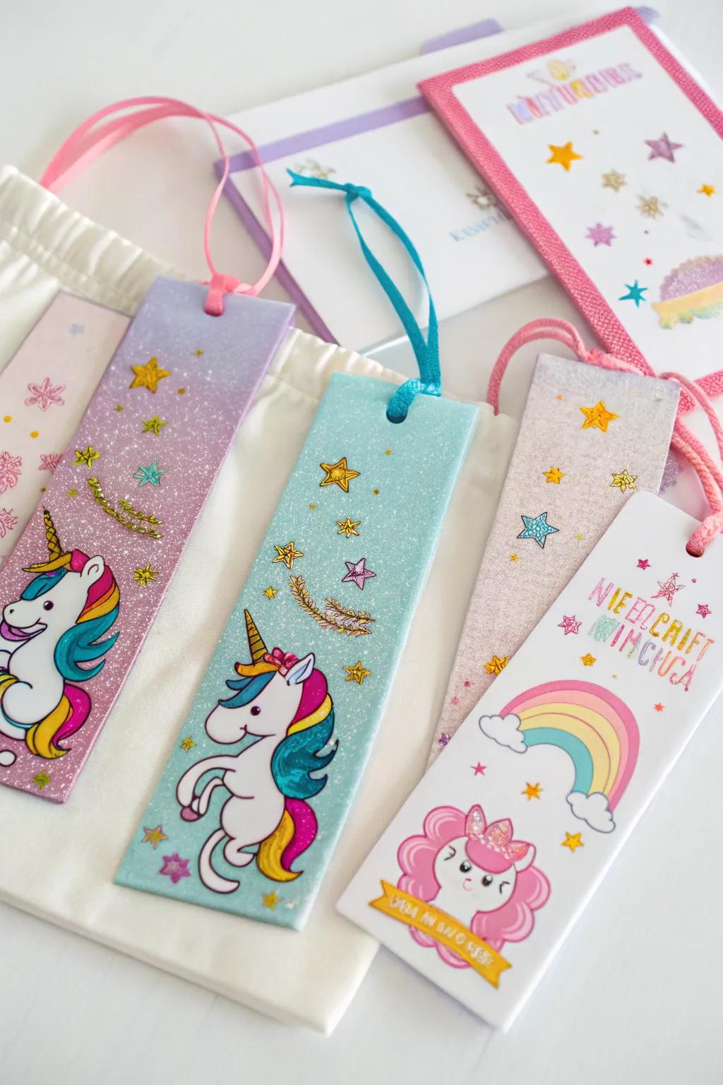 Enchanting bookmarks for the book-loving unicorn fans.