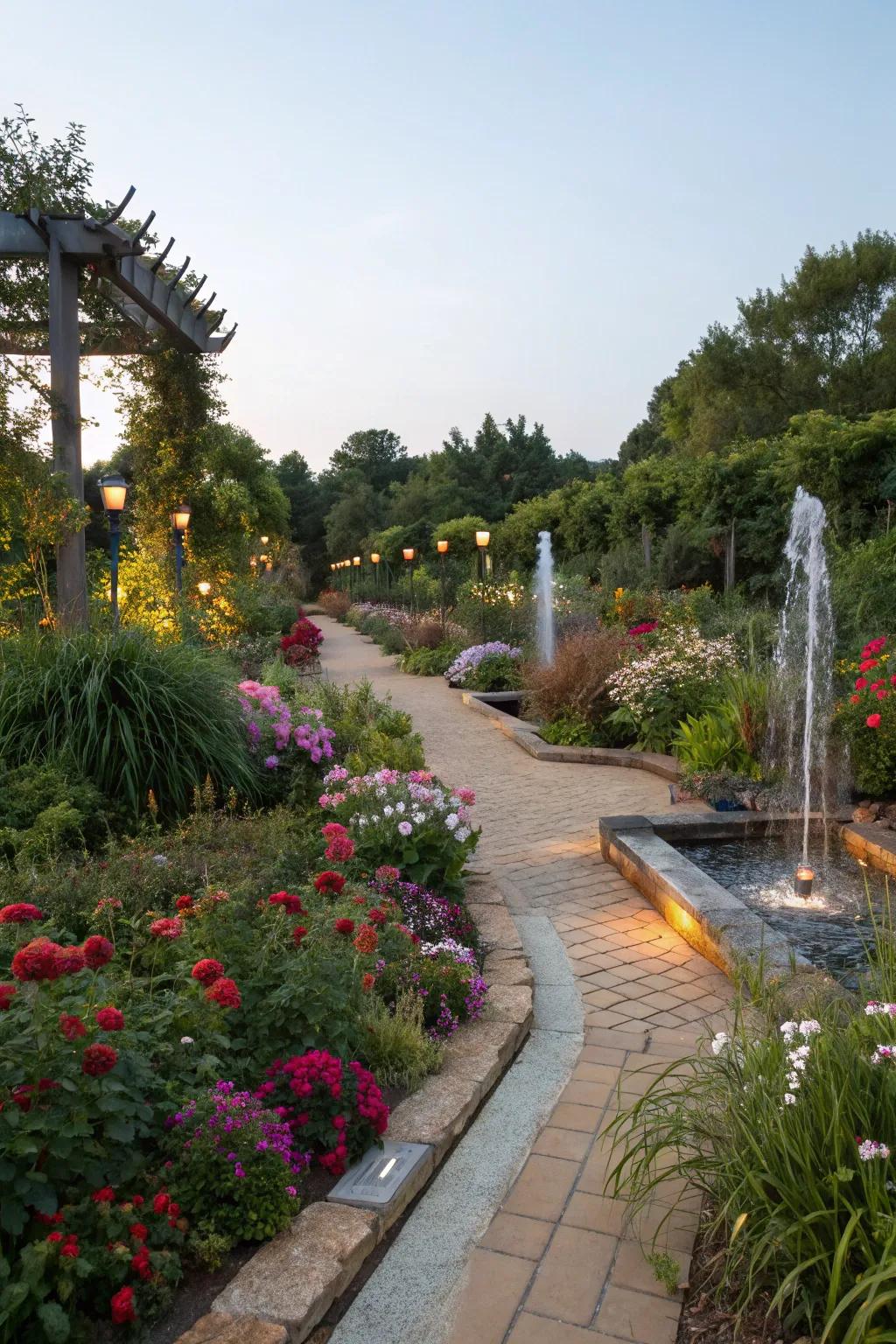 Interactive paths invite exploration and create a multi-sensory garden experience.