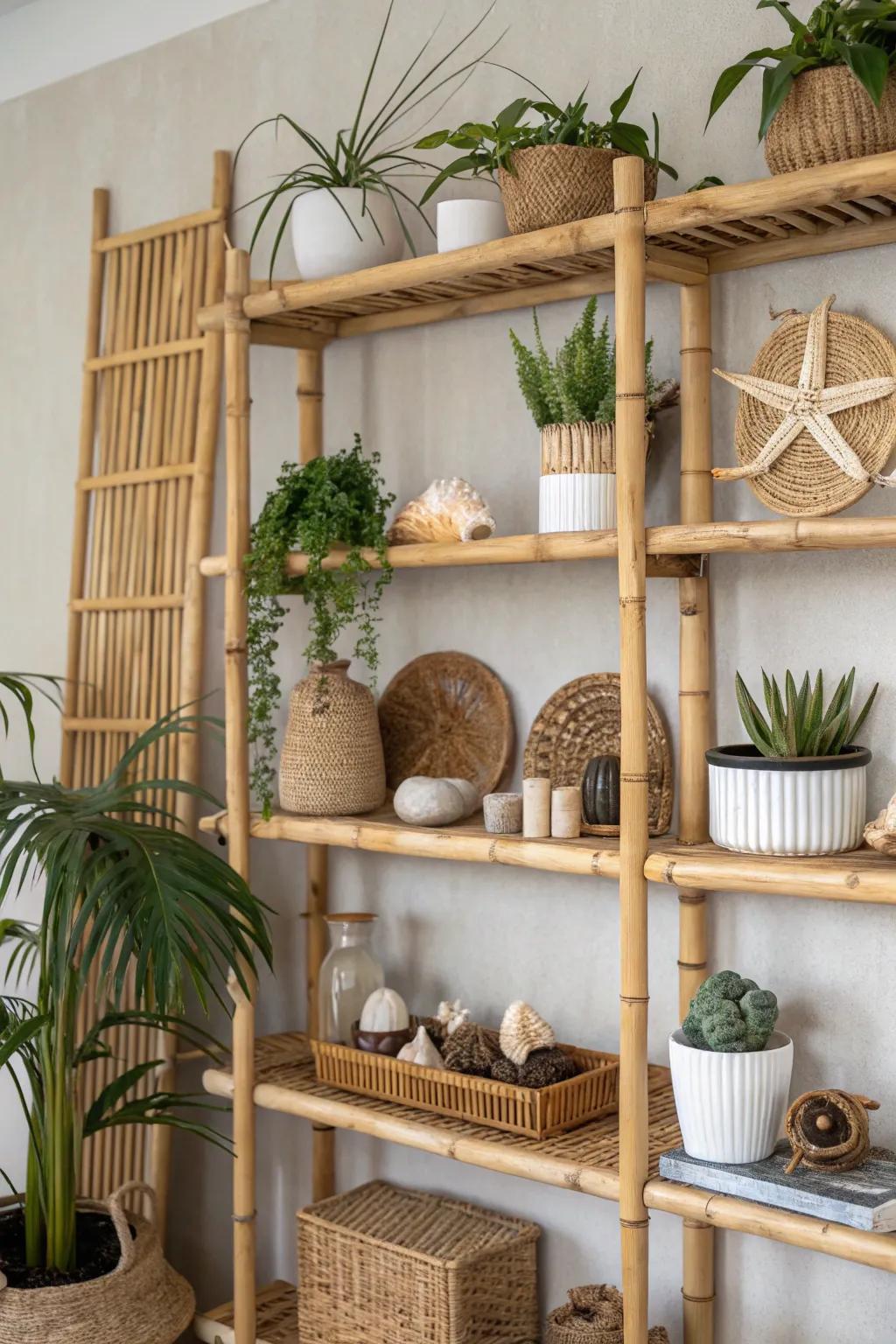 Go green with bamboo shelves for a sustainable touch.