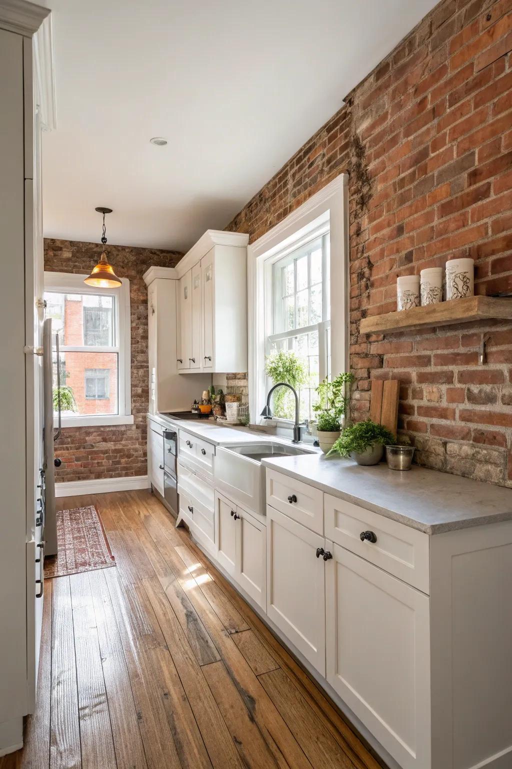 Architectural features add character and charm to the kitchen.