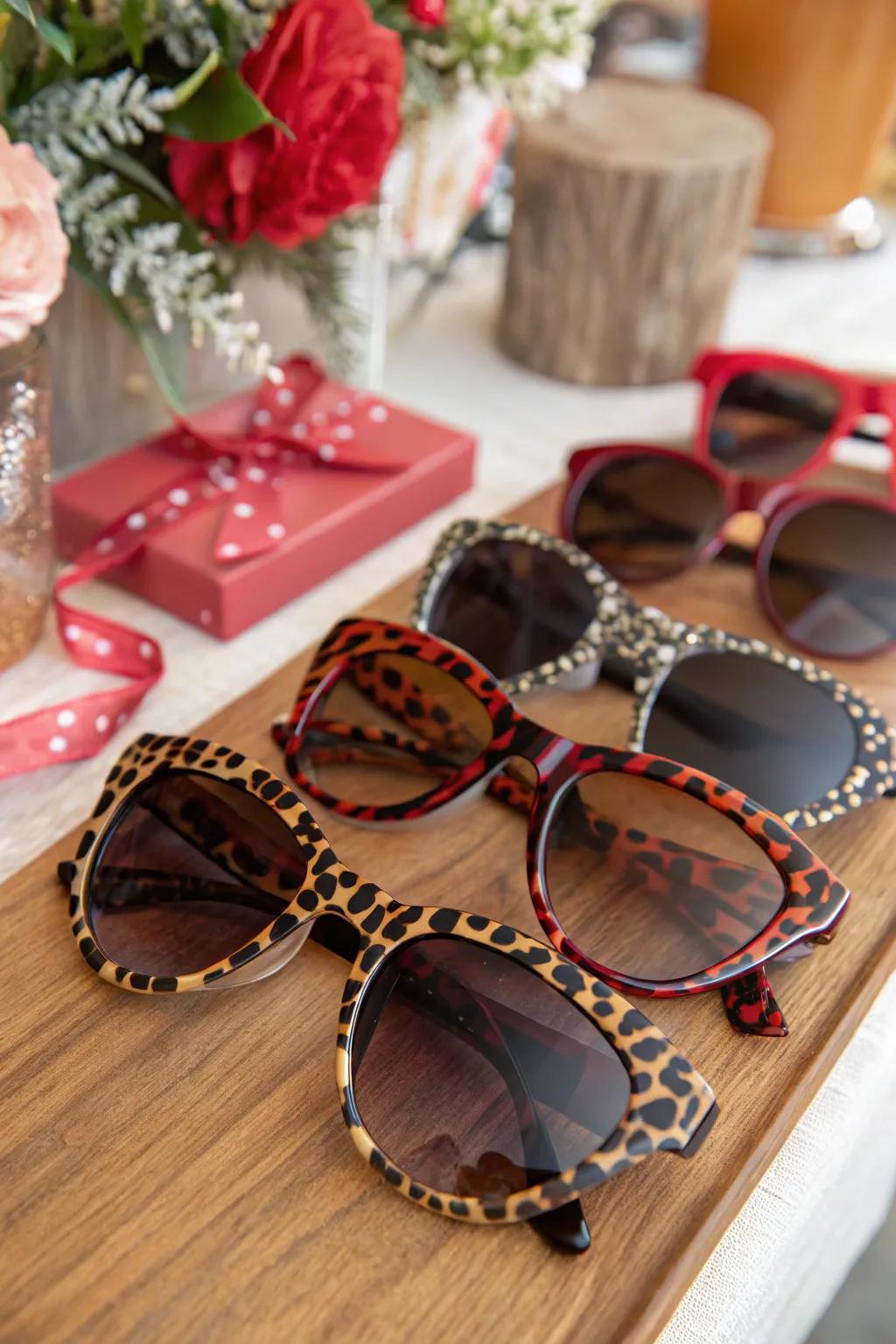 Animal print sunglasses add a stylish flair to party favors.