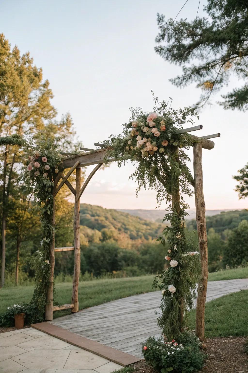 An eco-friendly arch made with sustainable materials.