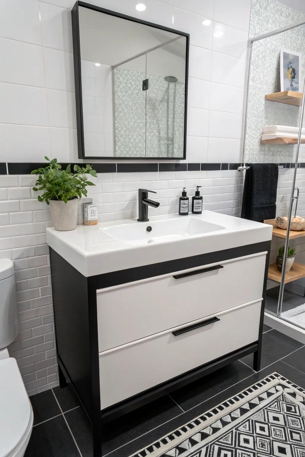 Embrace minimalism with a sleek modern vanity.