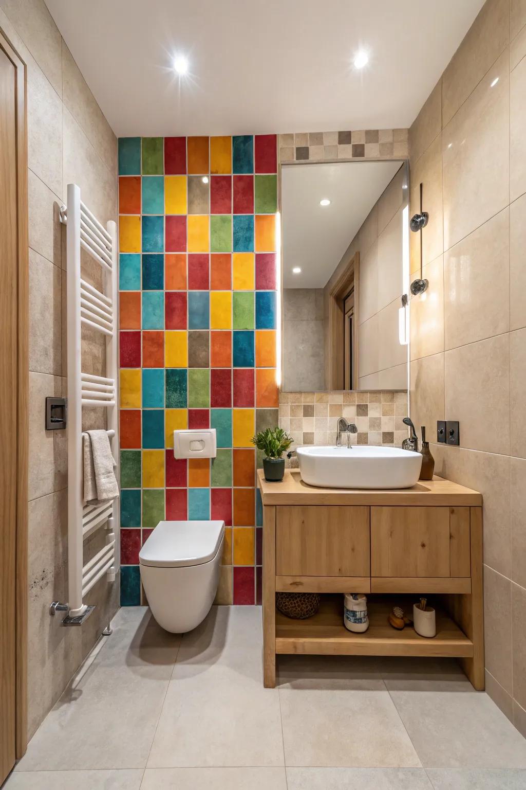 A statement wall can transform your bathroom into an artful retreat.