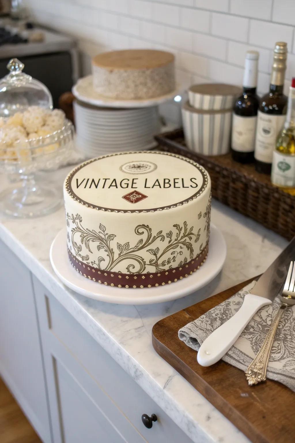 Cake with Custom Vintage Labels