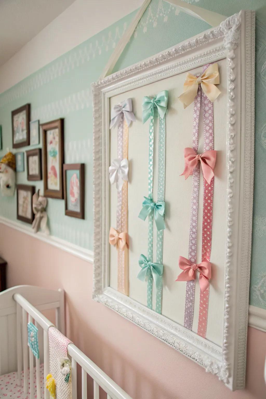 Stylish and functional display frame for baby bows.