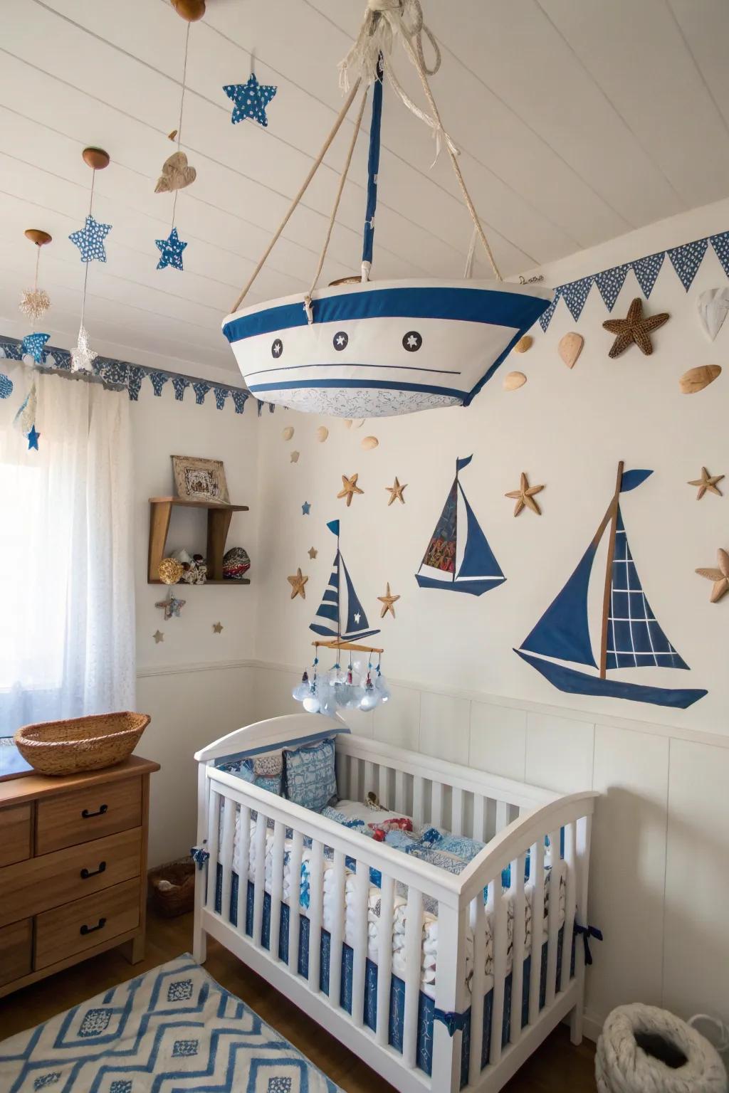 Set sail on a sea of dreams with this nautical-themed nursery.