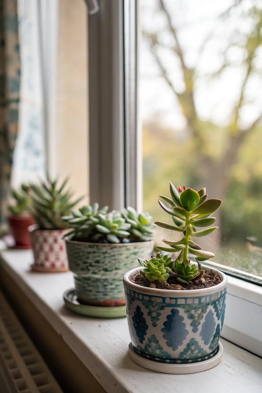 Miniature succulents offer a living memento for guests.