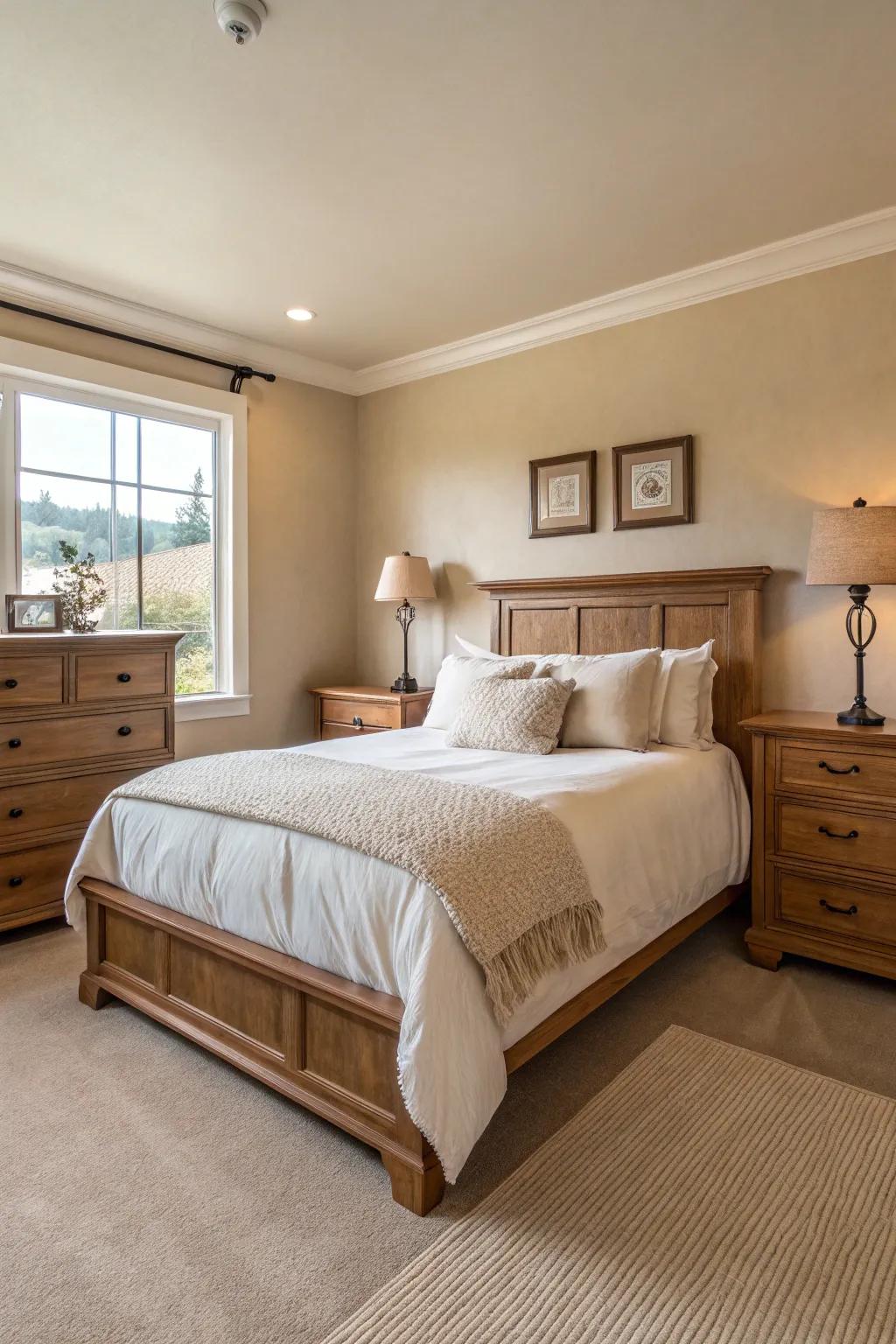 Neutral tones create a soothing and harmonious environment.