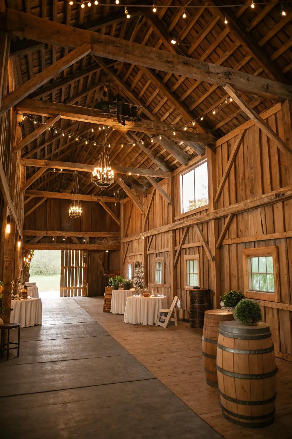 Rustic interiors offer a warm and welcoming feel.