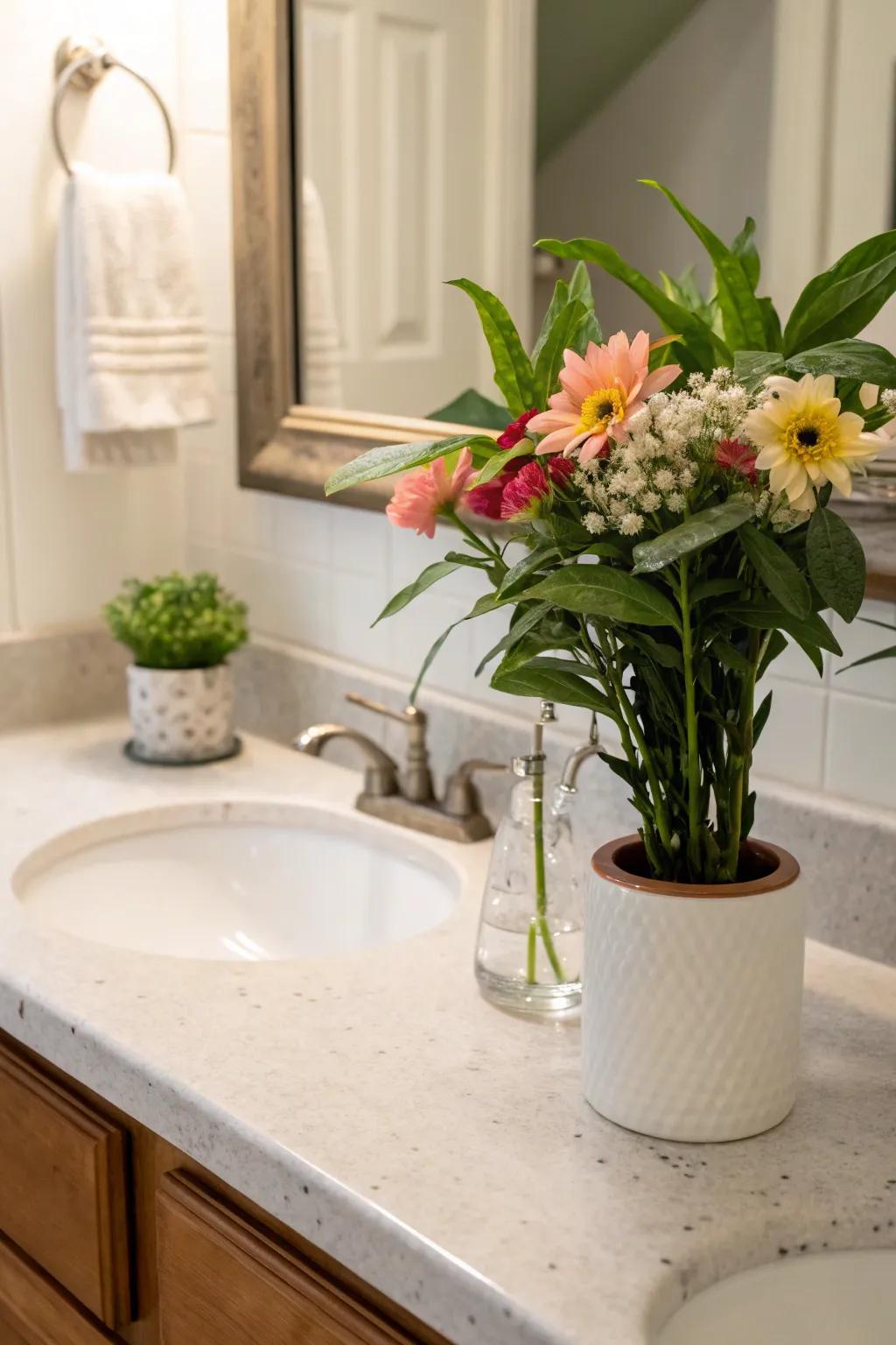 Bring the outdoors in with greenery on your countertop.