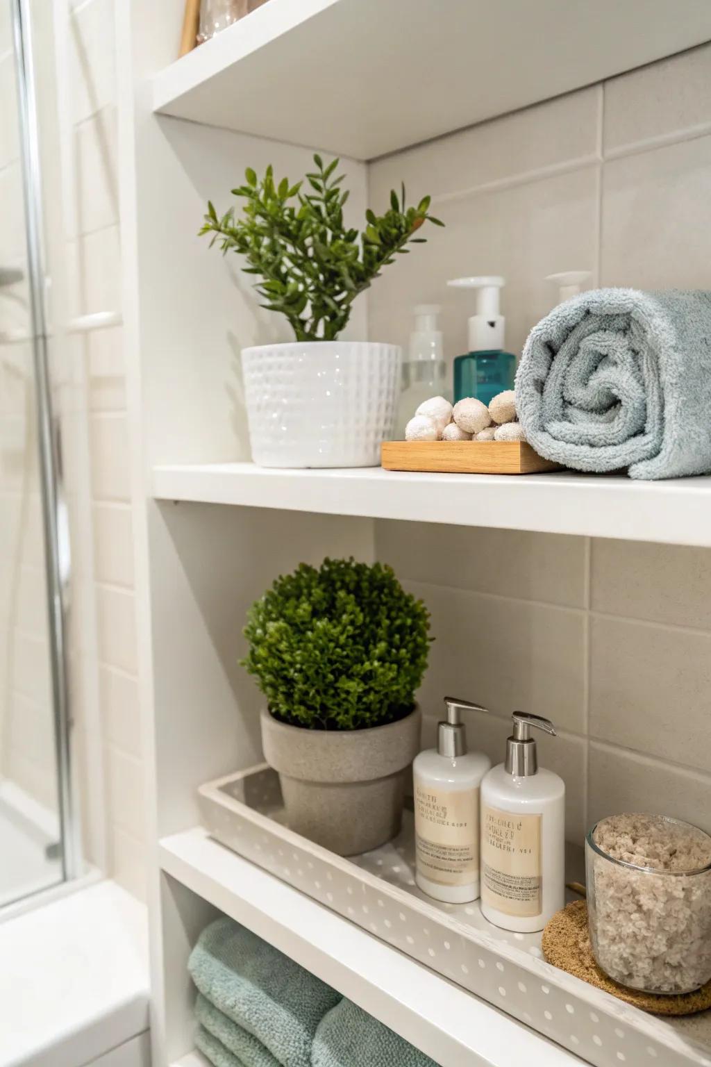 Greenery breathes life into bathroom spaces.