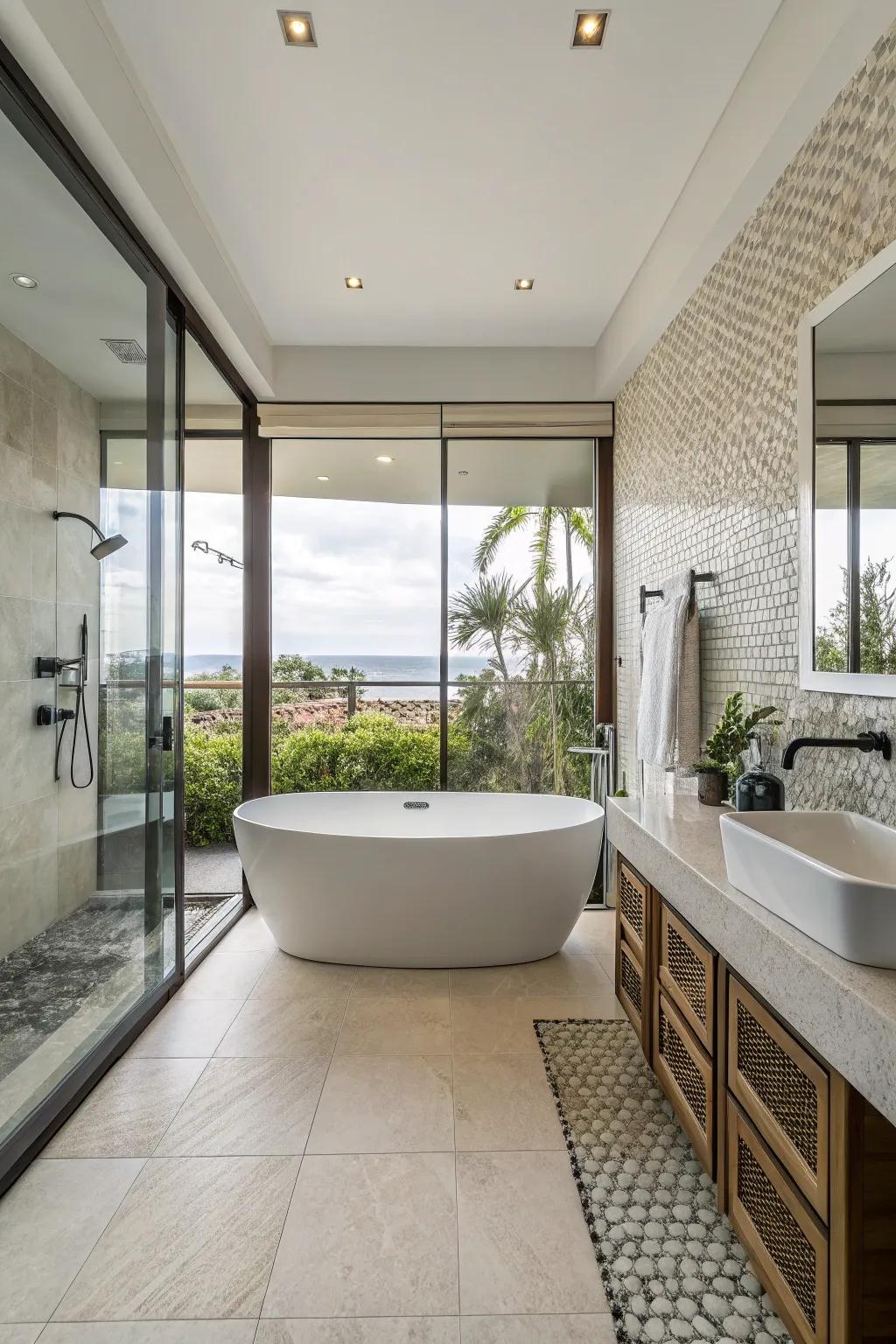 Create a seamless look with a sleek tile surround for your bathtub.