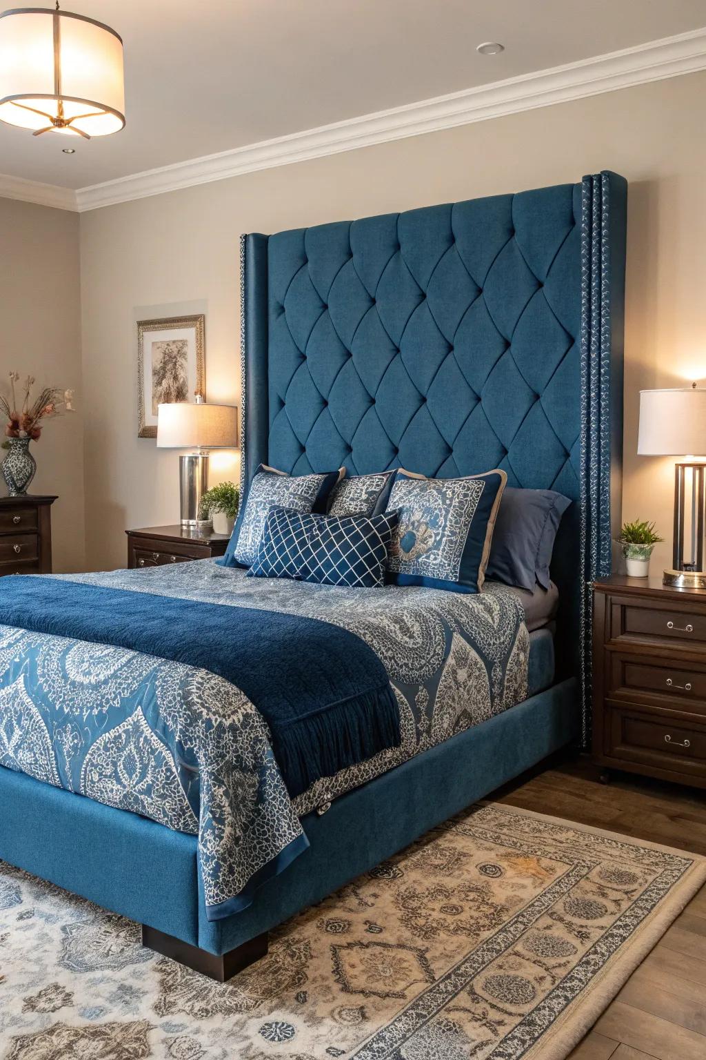 A bold headboard can transform the look of your bedroom.