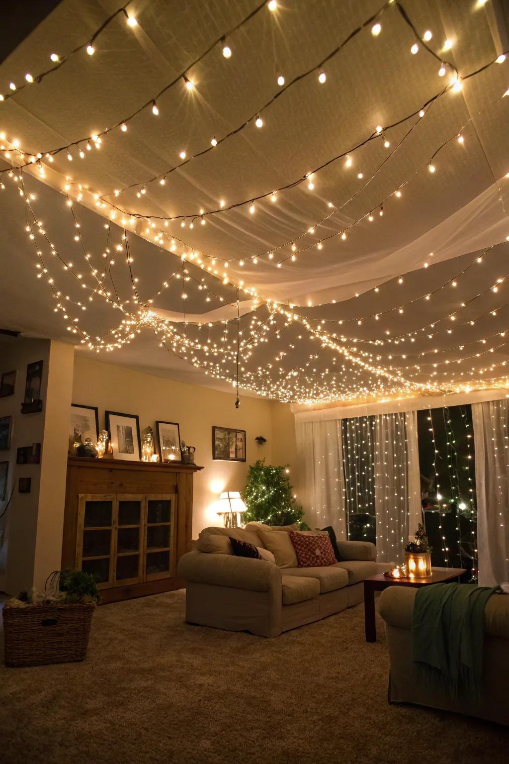 Create a fairy light canopy for indoor magic.