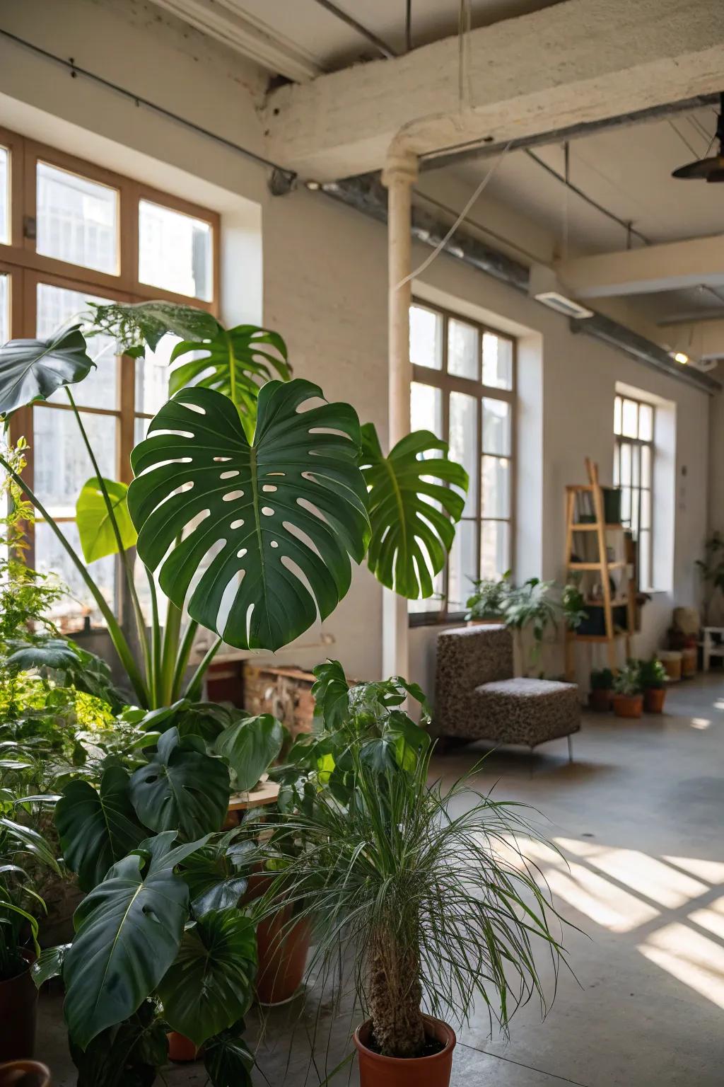Indoor plants bring nature's calm into your boho loft.
