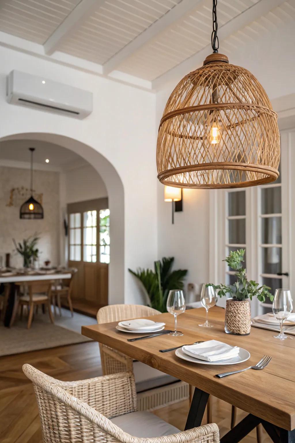 Rattan pendants add a natural touch to your decor.