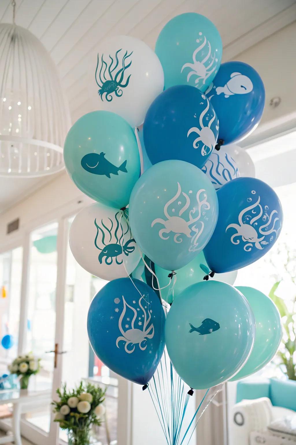 Balloons that bring the ocean's playful spirit to life.