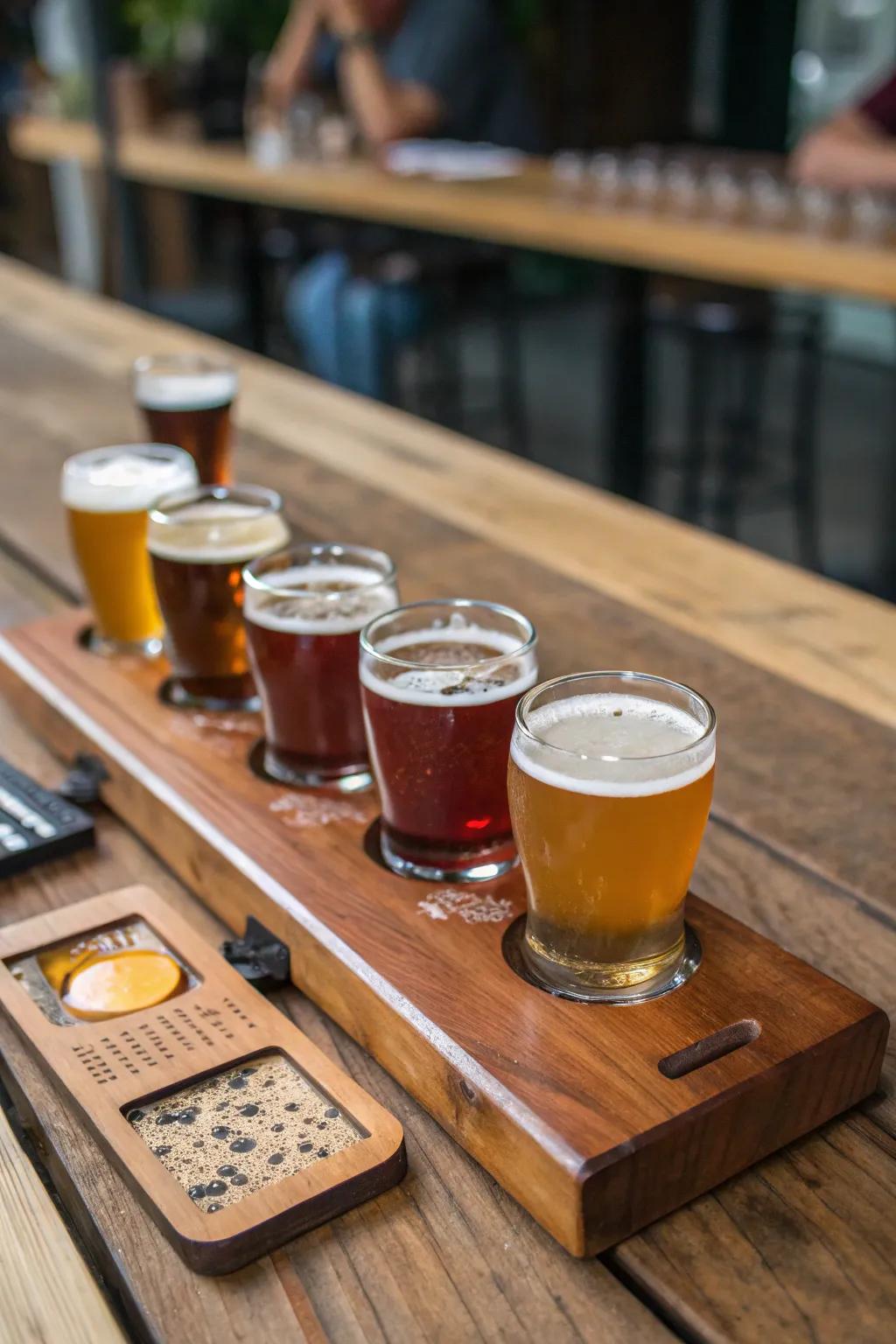 Craft your own beer flights for a personal touch.