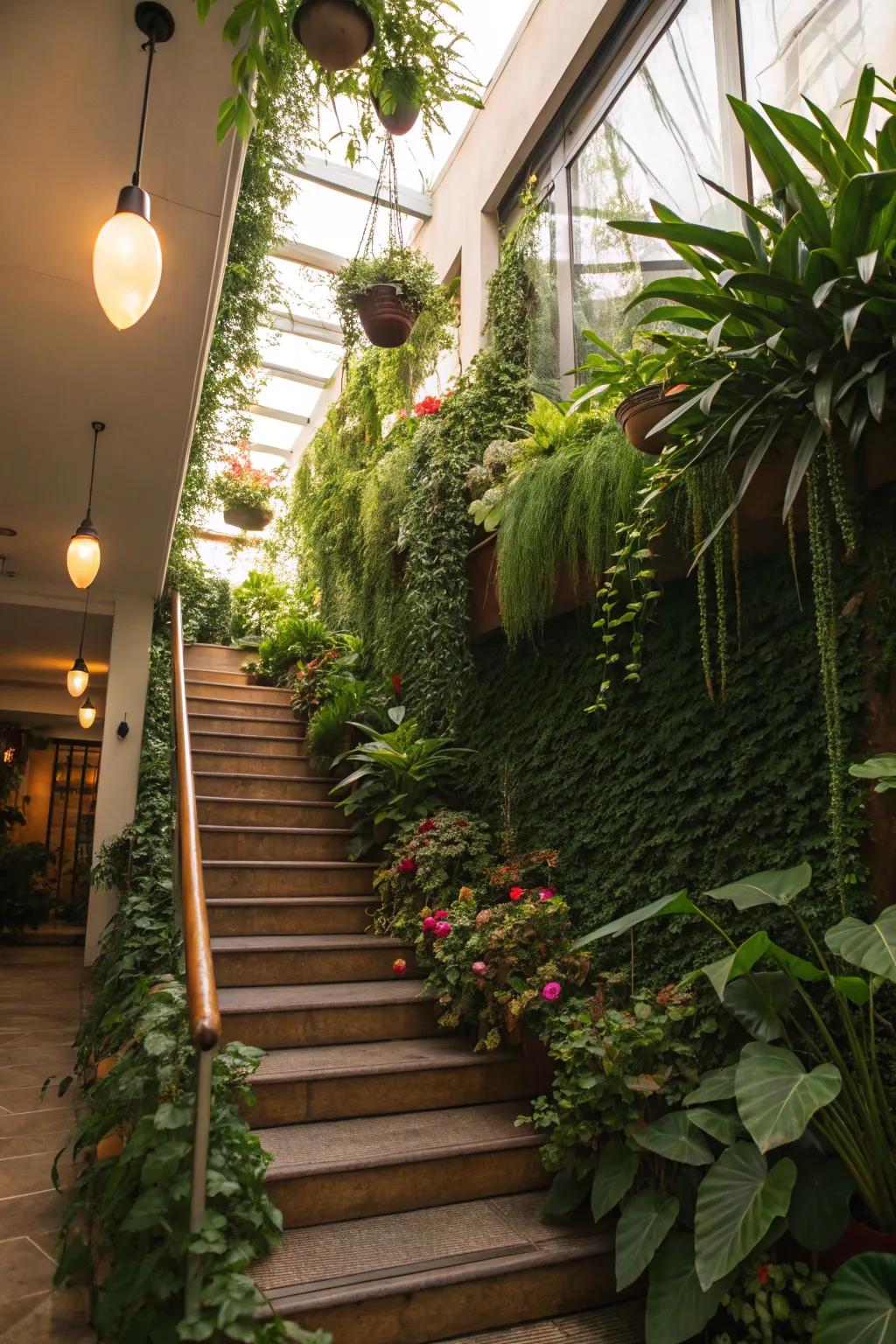 Bring greenery indoors with a stair bulkhead garden.