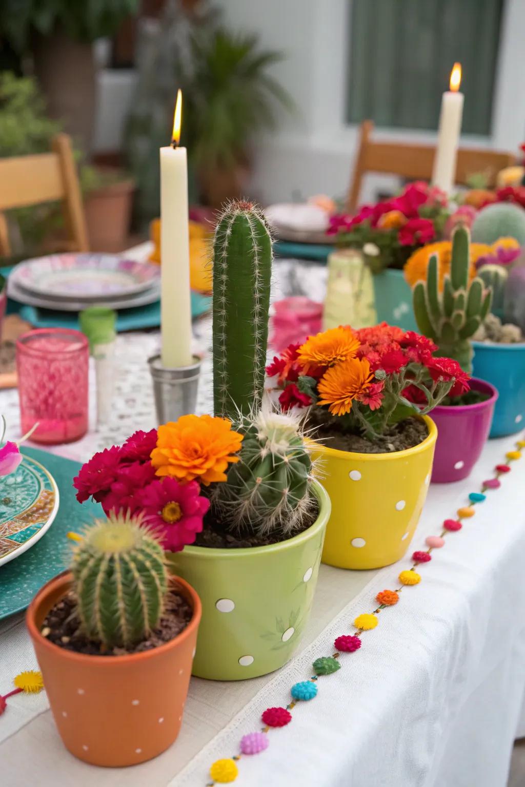 Bring the desert to your table with these fun cactus centerpieces.