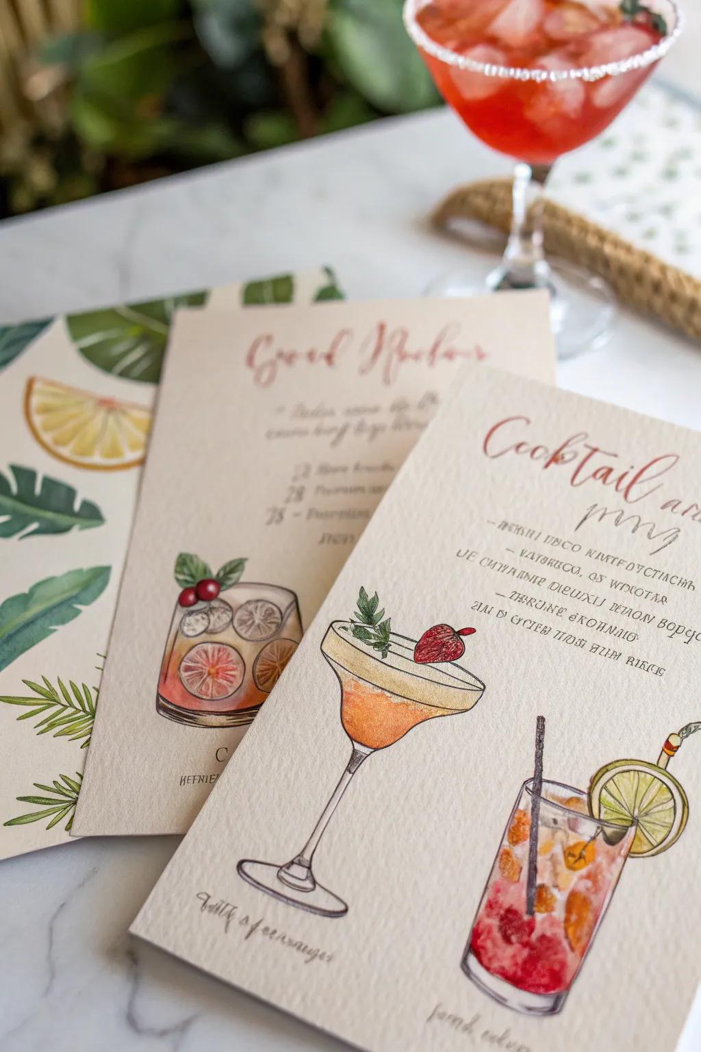 Showcase your signature drinks with illustrated cocktail invitations.