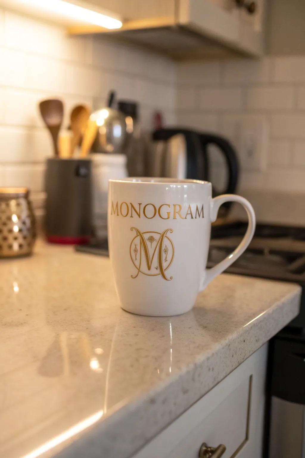 Personalize your mug with your initials for a unique touch.