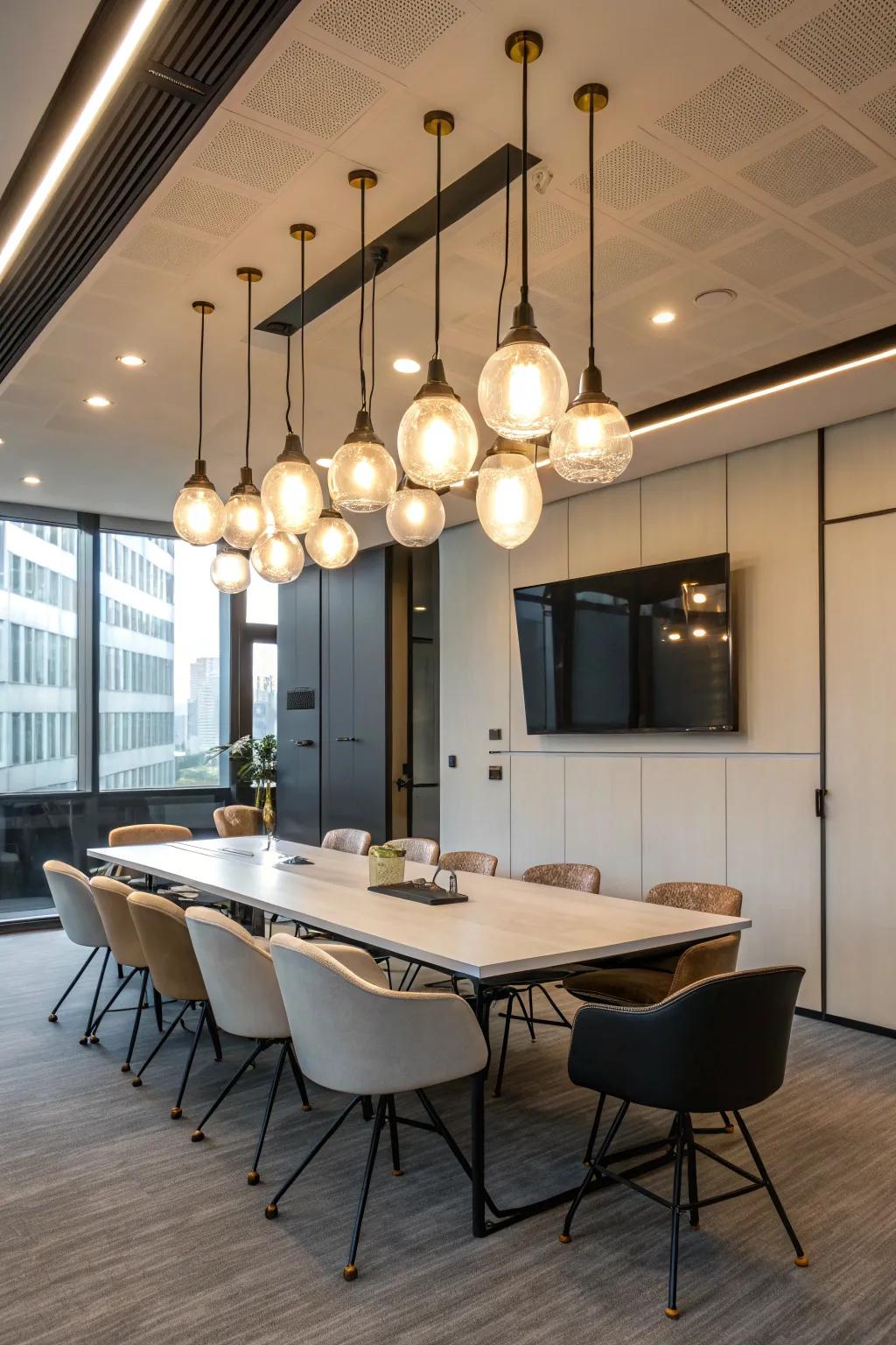 Modern lighting solutions add a touch of elegance and warmth.