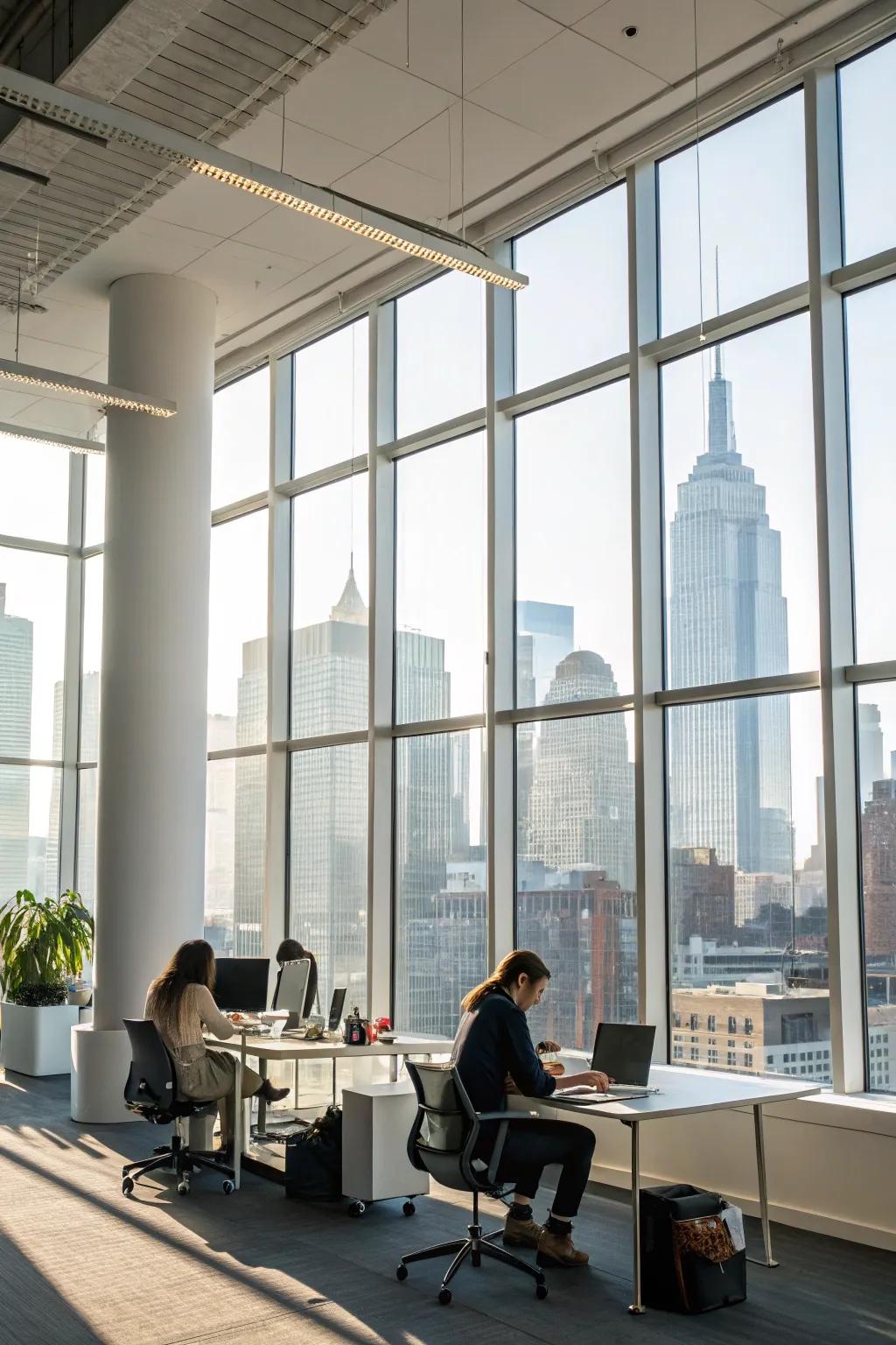 An office filled with natural light for a vibrant working environment.