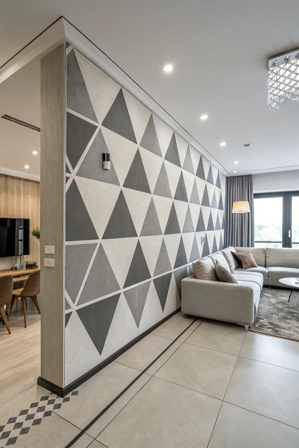 Add a modern touch with geometric wall designs.